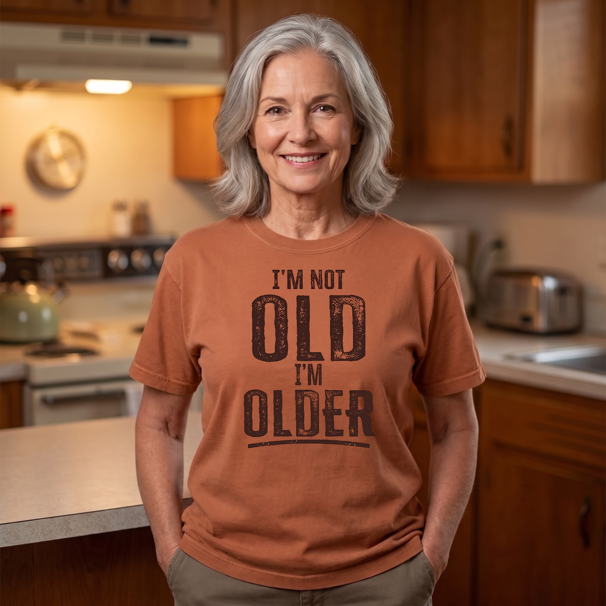 I'm Not OLD, I'm Older shirt with black lettering