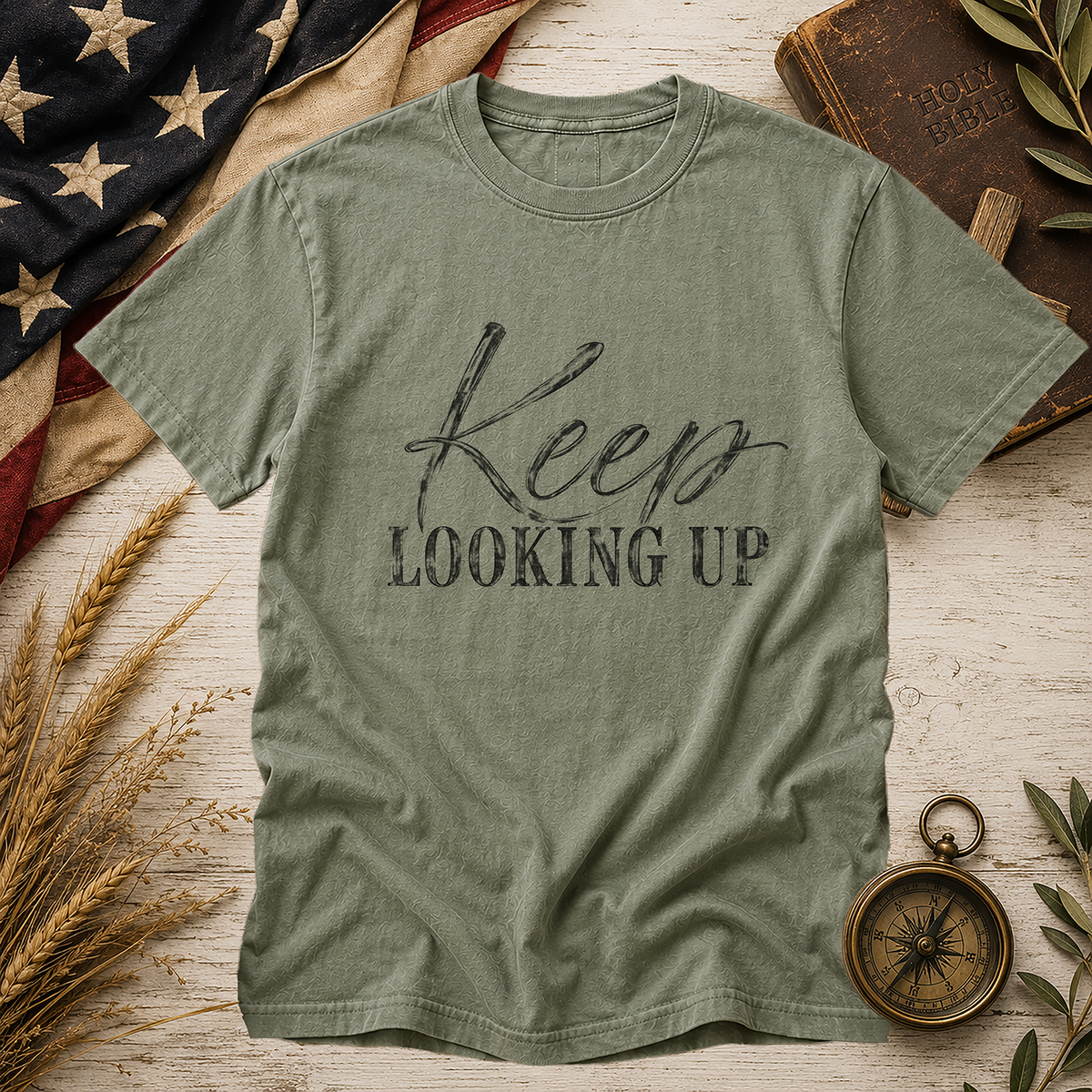 Bay Keep Looking Up Typography Comfort Colors tee