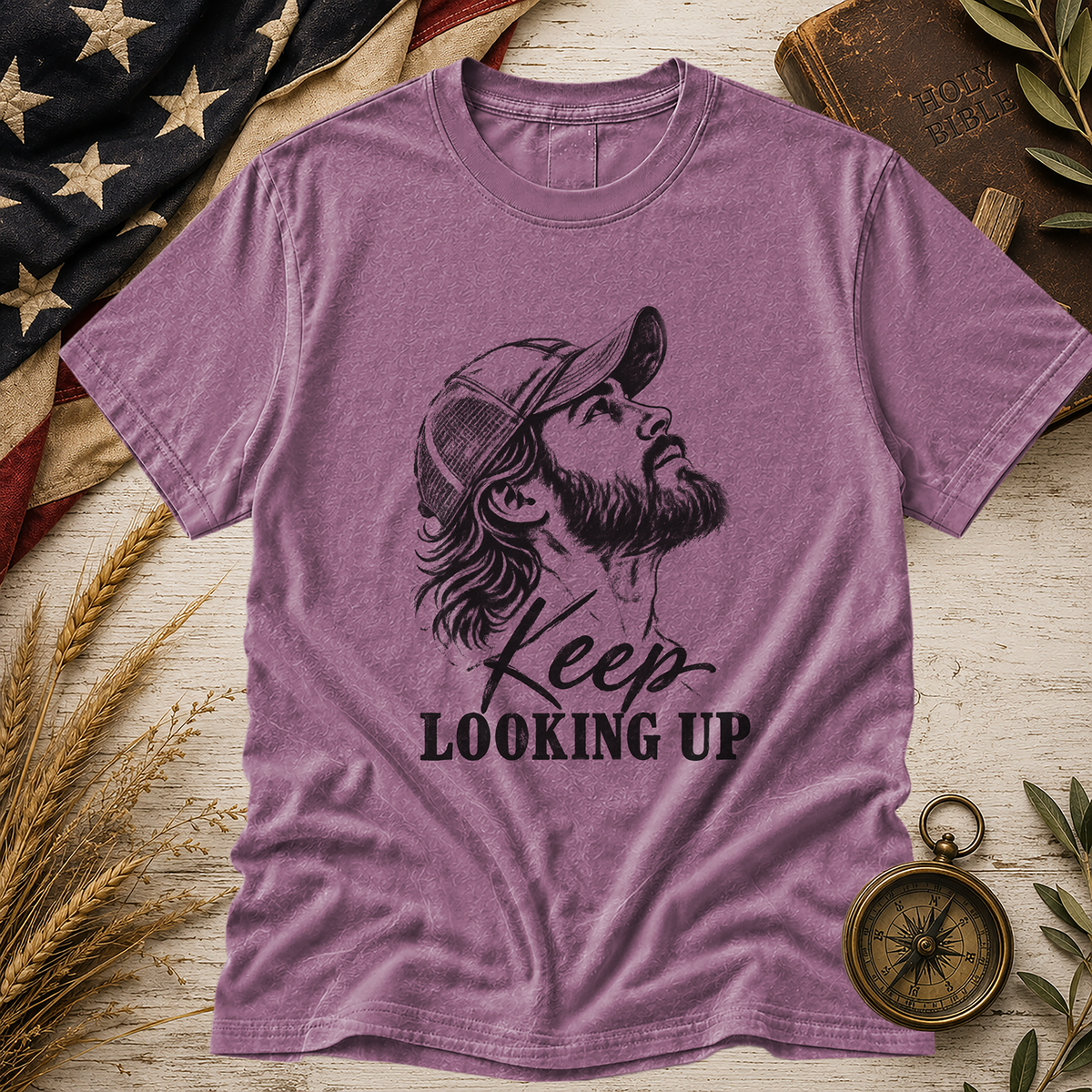 Berry Men's Keep Looking Up Comfort Colors tee