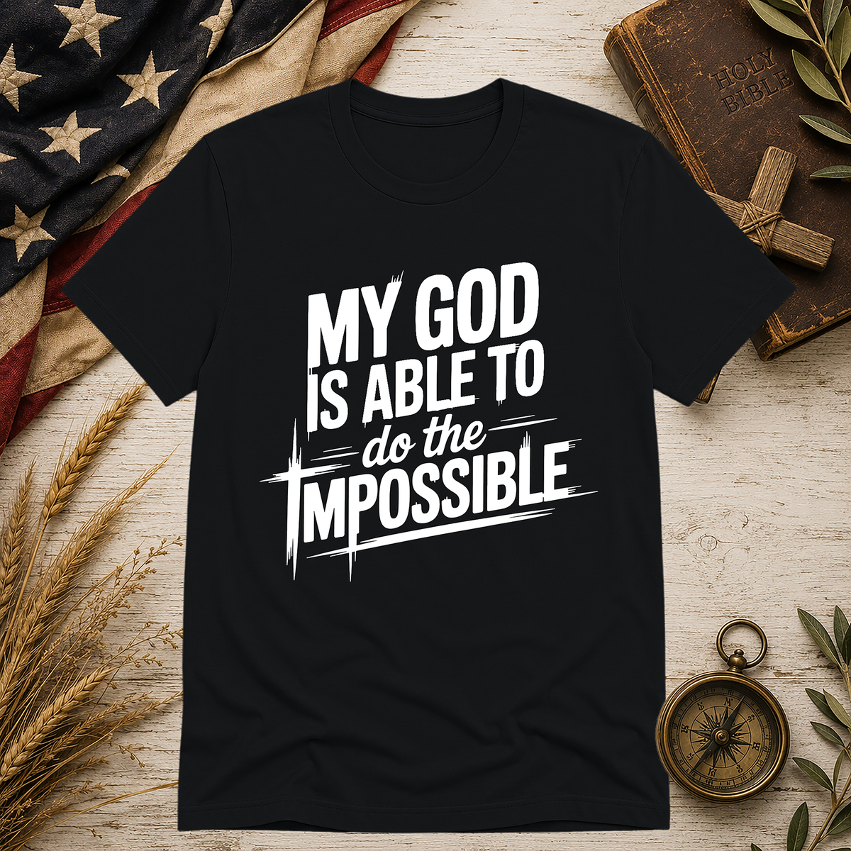 Black Bella+Canvas My God Is Able tee