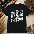 My Country. My Faith. My Freedom. Bella+Canvas 3001 tee in Black