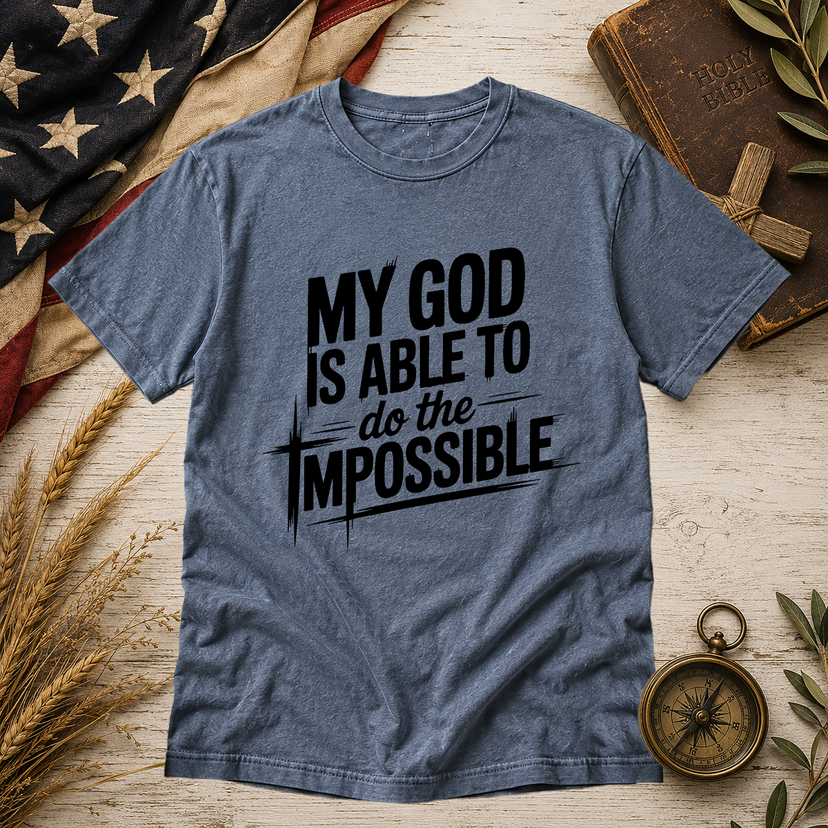 Blue Jean My God Is Able Comfort Colors tee
