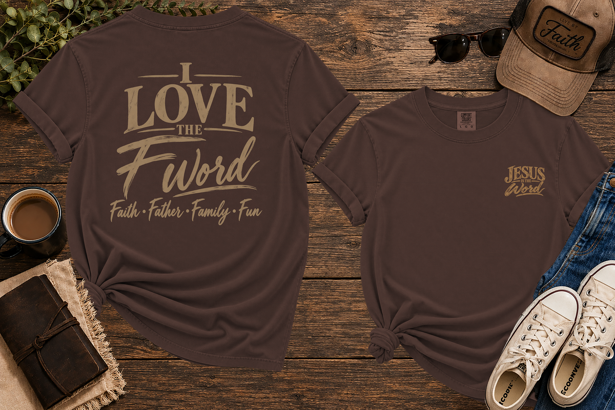 Espresso The F Word Comfort Colors tee front and back