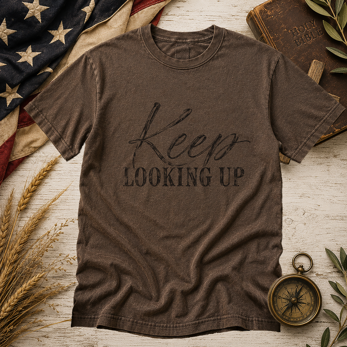 Espresso Keep Looking Up Typography Comfort Colors tee