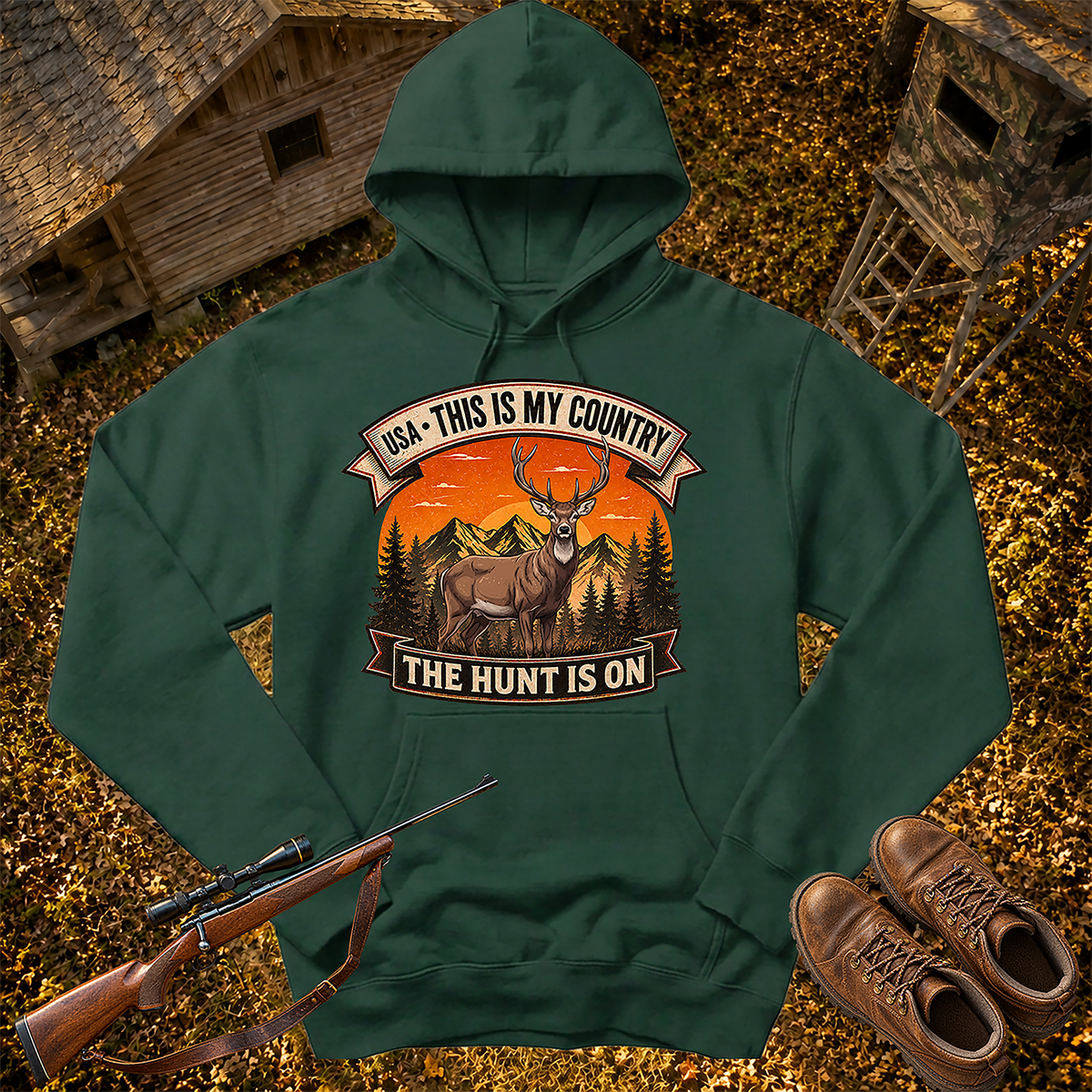 Deer Hunting SS4500 hoodie in Alpine Green