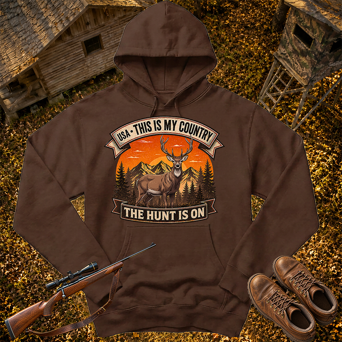Deer Hunting SS4500 hoodie in Brown