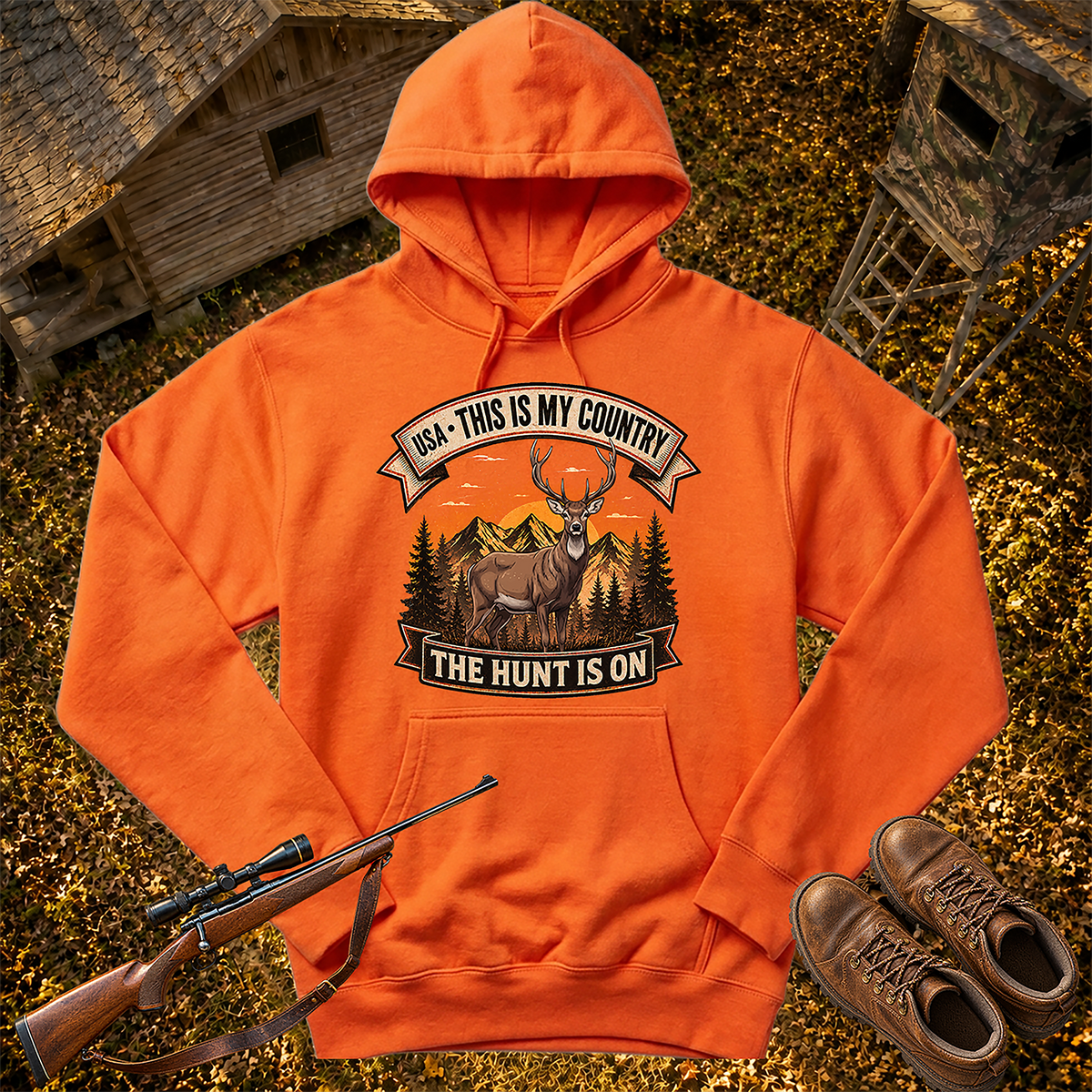 Deer Hunting SS4500 hoodie in Safety Orange