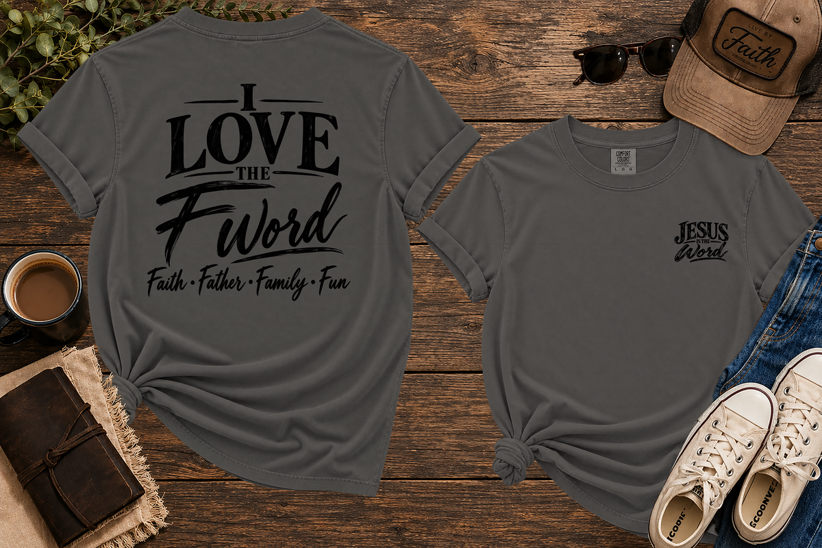 Pepper The F Word Comfort Colors tee front and back