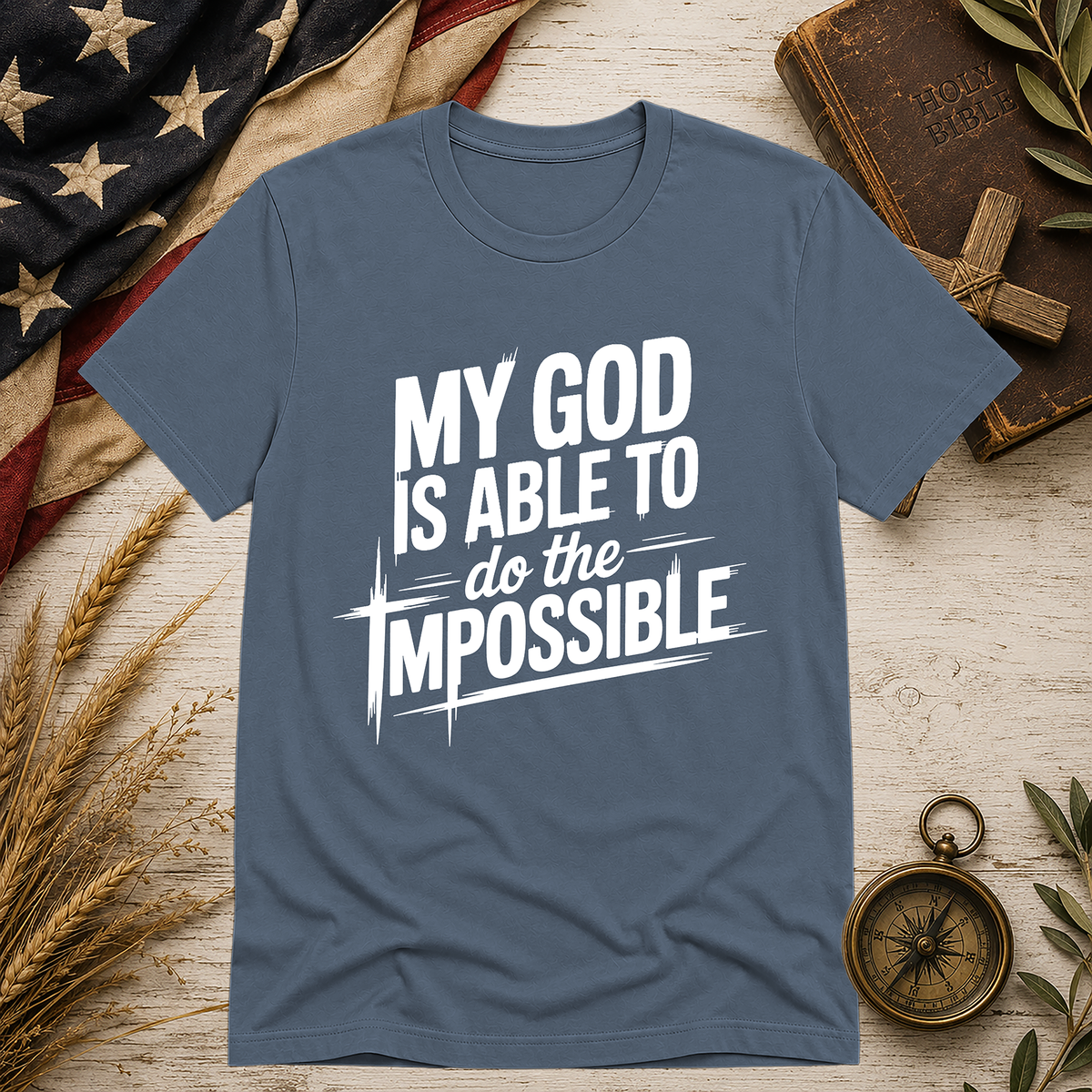 Vintage Navy Bella+Canvas My God Is Able tee