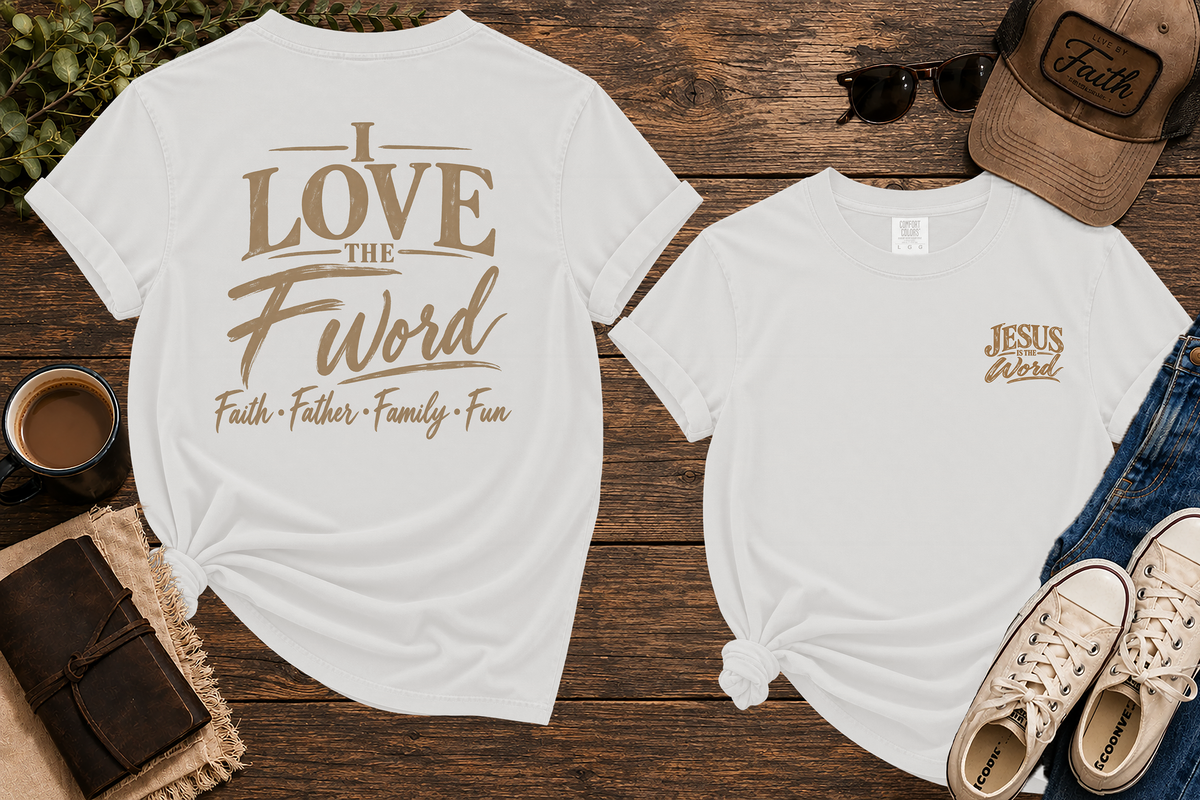 White The F Word Comfort Colors tee front and back
