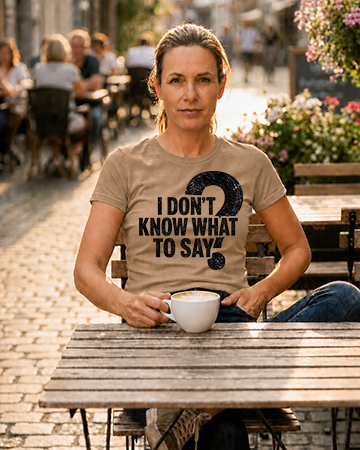 I Don't Know What to Say Bella+Canvas 6004 tee in Pebble