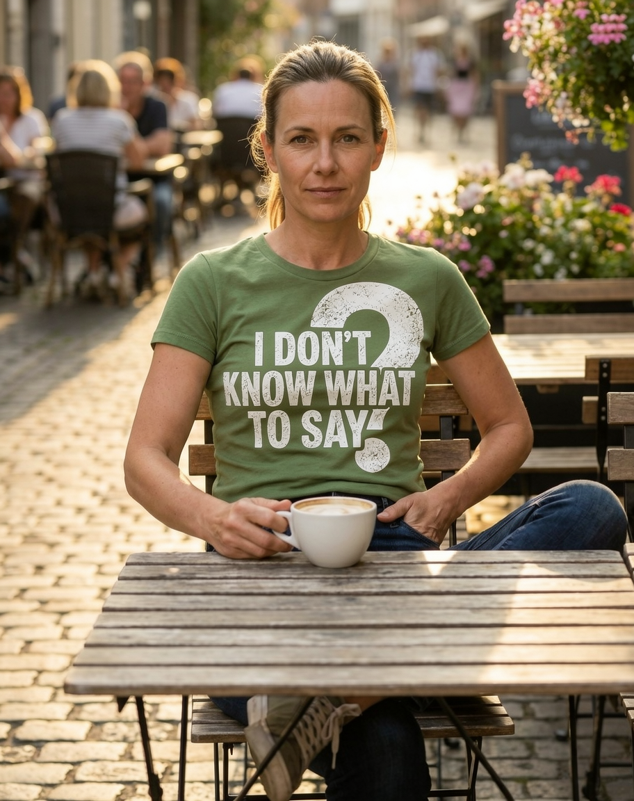 I Don't Know What to Say women's shirt with white lettering