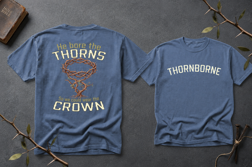 Thornborne Blue Jean shirt back and front flat layout
